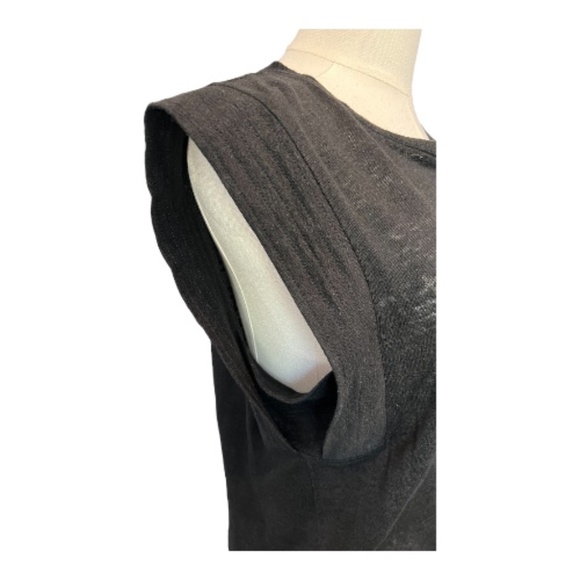 ✨ EUC BANANA REPUBLIC Black Linen Sharp Shoulder Tee | Sz S - Picture 5 of 8